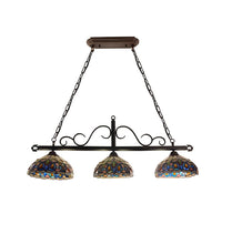 Serenity Island Pendant Chandelier Tiffany Victorian Dark Bronze 3-Light 45" Wide Ceiling Light by Chloe