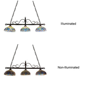 Serenity Island Pendant Chandelier Tiffany Victorian Dark Bronze 3-Light 45" Wide Ceiling Light by Chloe