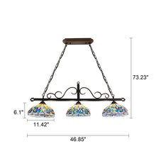Serenity Island Pendant Chandelier Tiffany Victorian Dark Bronze 3-Light 45" Wide Ceiling Light by Chloe