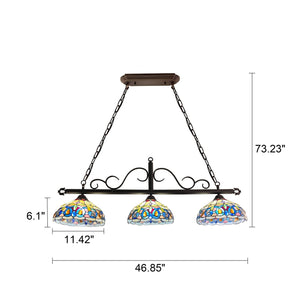 Serenity Island Pendant Chandelier Tiffany Victorian Dark Bronze 3-Light 45" Wide Ceiling Light by Chloe