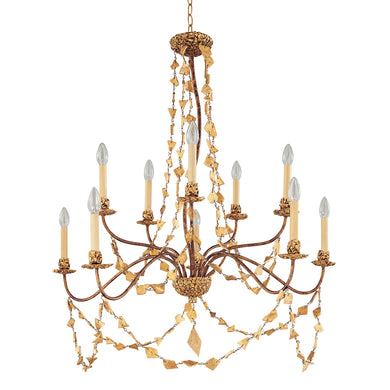 Mosaic 10 Light Chandelier in Antiqued Gold Ceiling Light by Lucas McKearn