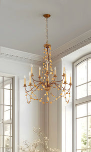 Mosaic 10 Light Chandelier in Antiqued Gold Ceiling Light by Lucas McKearn