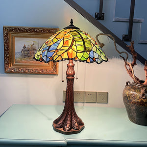 Monstera-Leaf Table Lamp Floral Style 2-Light Antique Dark Bronze Finish Bedside Nightstand Reading Desk Table Light by Chloe