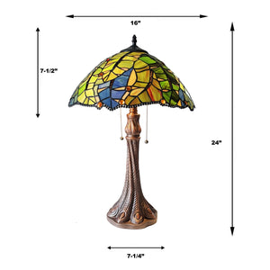 Monstera-Leaf Table Lamp Floral Style 2-Light Antique Dark Bronze Finish Bedside Nightstand Reading Desk Table Light by Chloe