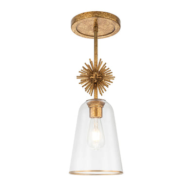Staring 1 Light Mini Pendant Opal Clear Glass Aged Brass Finish Ceiling Light by Lucas McKearn