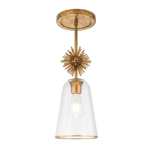 Staring 1 Light Mini Pendant Opal Clear Glass Aged Brass Finish Ceiling Light by Lucas McKearn