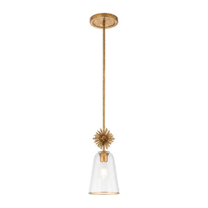 Staring 1 Light Mini Pendant Opal Clear Glass Aged Brass Finish Ceiling Light by Lucas McKearn