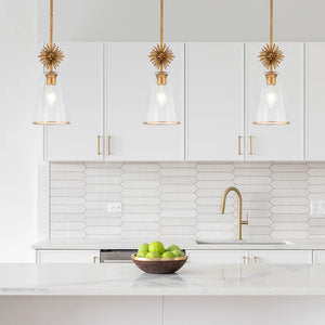 Staring 1 Light Mini Pendant Opal Clear Glass Aged Brass Finish Ceiling Light by Lucas McKearn