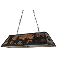 Custom 48" Long Personalized Rockin' C Ranch Oblong 3 Cobows on Horses Pendant Ceiling Light by Meyda