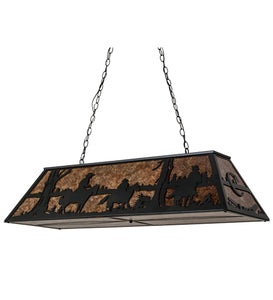 Custom 48" Long Personalized Rockin' C Ranch Oblong 3 Cobows on Horses Pendant Ceiling Light by Meyda