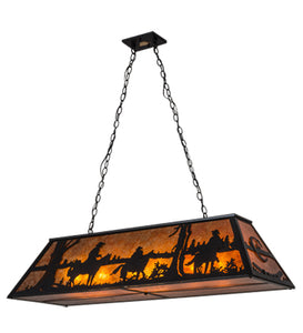 Custom 48" Long Personalized Rockin' C Ranch Oblong 3 Cobows on Horses Pendant Ceiling Light by Meyda