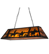 Custom 48" Long Personalized Rockin' C Ranch Oblong 3 Cobows on Horses Pendant Ceiling Light by Meyda