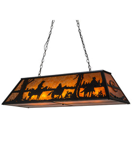 Custom 48" Long Personalized Rockin' C Ranch Oblong 3 Cobows on Horses Pendant Ceiling Light by Meyda