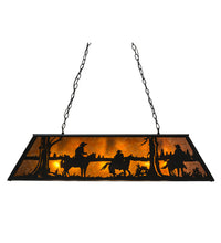 Custom 48" Long Personalized Rockin' C Ranch Oblong 3 Cobows on Horses Pendant Ceiling Light by Meyda
