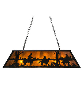 Custom 48" Long Personalized Rockin' C Ranch Oblong 3 Cobows on Horses Pendant Ceiling Light by Meyda