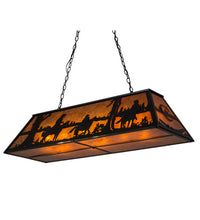 Custom 48" Long Personalized Rockin' C Ranch Oblong 3 Cobows on Horses Pendant Ceiling Light by Meyda