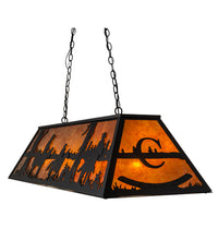 Custom 48" Long Personalized Rockin' C Ranch Oblong 3 Cobows on Horses Pendant Ceiling Light by Meyda