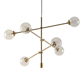 Cyrus 6-Globe Light Gold Architectural Metal Chandelier Pendant Ceiling Light by Olliix-INK+IVY