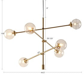 Cyrus 6-Globe Light Gold Architectural Metal Chandelier Pendant Ceiling Light by Olliix-INK+IVY