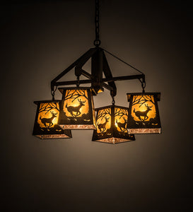 Custom 28" Wide Deer at Dawn 4 Light Chandelier Ceiling Light by Meyda