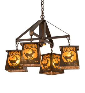 Custom 28" Wide Deer at Dawn 4 Light Chandelier Ceiling Light by Meyda