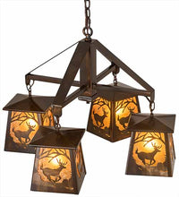 Custom 28" Wide Deer at Dawn 4 Light Chandelier Ceiling Light by Meyda