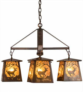 Custom 28" Wide Deer at Dawn 4 Light Chandelier Ceiling Light by Meyda