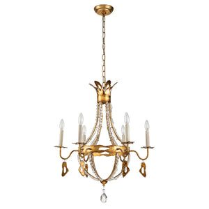 Monteleone 6 Light Chandelier Antique Gold Finsih Ceiling Light by Lucas McKearn