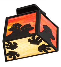 Custom 16"W Personalized DiCastro's Flushmount Pendant Playful Dogs Ceiling Light by Meyda