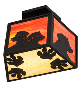 Custom 16"W Personalized DiCastro's Flushmount Pendant Playful Dogs Ceiling Light by Meyda