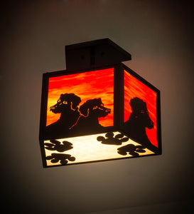Custom 16"W Personalized DiCastro's Flushmount Pendant Playful Dogs Ceiling Light by Meyda
