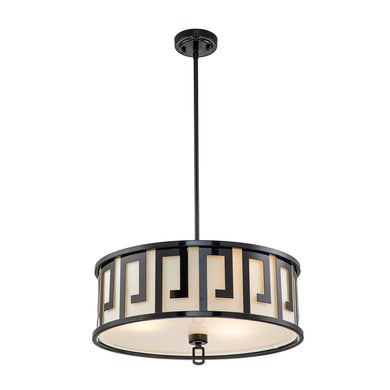 Lemuria 3 Light Duo-Mount Large Pendant - Lacquered Black, White Shade Ceiling Light by Lucas McKearn
