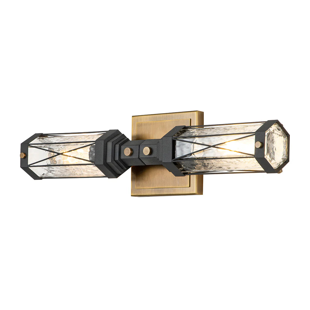 Abbey 2 Light Bath Bar Weathered Zinc and Antique Brass Wall Sconce Wall Lamp Home Decor by Lucas McKearn