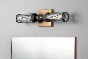 Abbey 2 Light Bath Bar Weathered Zinc and Antique Brass Wall Sconce Wall Lamp Home Decor by Lucas McKearn