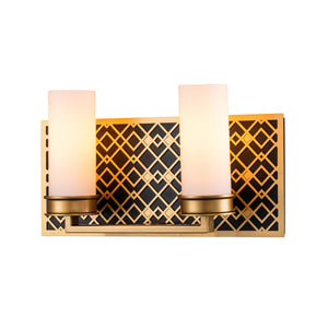 Ziggy 2 Light Bath Bar in Laquered Gold Wall Sconce Wall Lamp Home Decor by Lucas McKearn