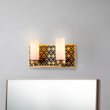 Ziggy 2 Light Bath Bar in Laquered Gold Wall Sconce Wall Lamp Home Decor by Lucas McKearn
