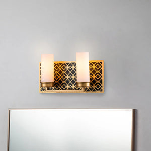 Ziggy 2 Light Bath Bar in Laquered Gold Wall Sconce Wall Lamp Home Decor by Lucas McKearn