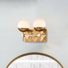 Deco 2 Light Bath Bar in Laquered Gold Wall Sconce Wall Lamp Home Decor by Lucas McKearn