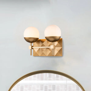 Deco 2 Light Bath Bar in Laquered Gold Wall Sconce Wall Lamp Home Decor by Lucas McKearn