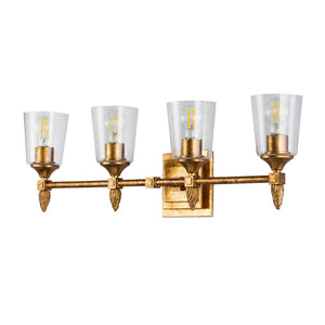 Vetiver 4 Light Bath Bar in Gold F2 Wall Sconce Wall Lamp Home Decor by Lucas McKearn