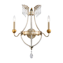 Silver and Gold 2 Light Empire Classic Crystal French Wall Sconce in Antique Gold Wall Lamp Home Decor by Lucas McKearn