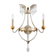 Silver and Gold 2 Light Empire Classic Crystal French Wall Sconce in Antique Gold Wall Lamp Home Decor by Lucas McKearn