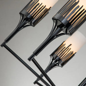 Sawgrass 6 Light Chandelier in Black Finish and Opal Glass Ceiling Light by Lucas McKearn