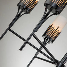 Sawgrass 6 Light Chandelier in Black Finish and Opal Glass Ceiling Light by Lucas McKearn
