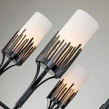 Sawgrass 6 Light Chandelier in Black Finish and Opal Glass Ceiling Light by Lucas McKearn