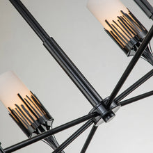 Sawgrass 6 Light Chandelier in Black Finish and Opal Glass Ceiling Light by Lucas McKearn