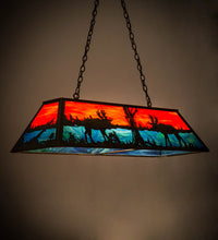 Custom 48"L Moose at Lake Oblong Pendant Ceiling Light by Meyda