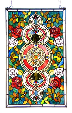 Eureka Sonara Tiffany Victorian-Style Stained Glass Vertical Decorative Hanging Window Panel 20x32 Home Decor by Chloe