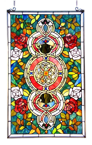 Eureka Sonara Tiffany Victorian-Style Stained Glass Vertical Decorative Hanging Window Panel 20x32 Home Decor by Chloe