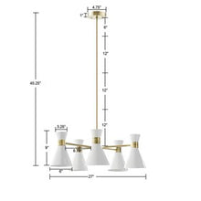 Ezra 5-Light Metal White Cone-Shape Shades Chandelier Pendant Ceiling Light by Olliix-INK+IVY